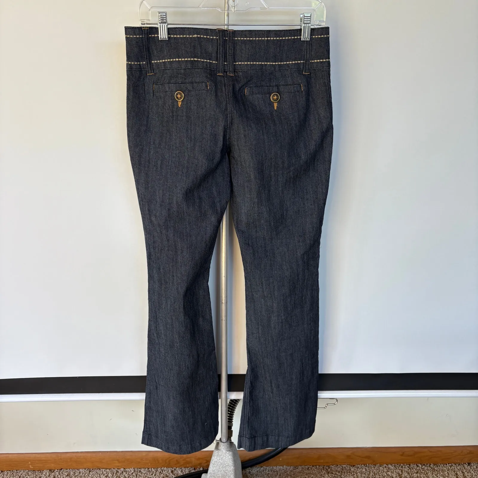 Y2K Dark Wash Low Rise Flare Jeans Red Camel Bratz Mallcore Bimbo Denim Size 9 - Image 3