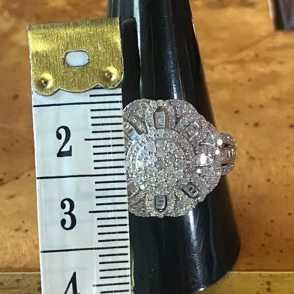 Natural White Diamond Sterling Silver Ring Size 10 - Image 7