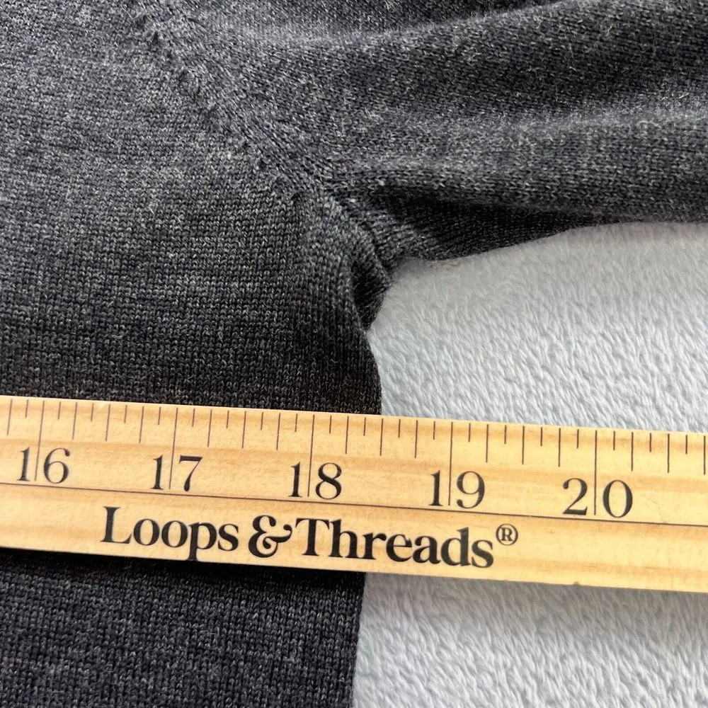 Pendleton Sweater Womens Medium Merino Wool Blend Turtleneck Button Fly Gray-Red - Image 5