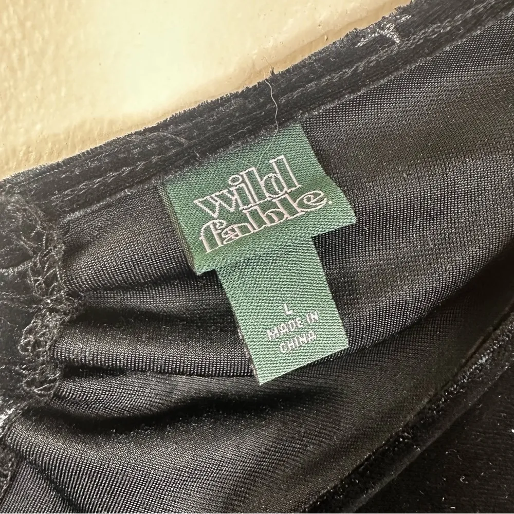 Wild Fable Bodysuit Womens Large Black Velvet Silver Celestial Sun Moon Stars - Image 6