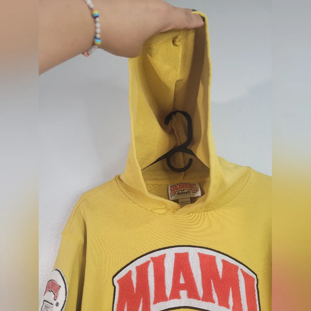 Woman Miami yellow cropped hoodie. Backwoods brand. Size XS. As Is. - Image 4
