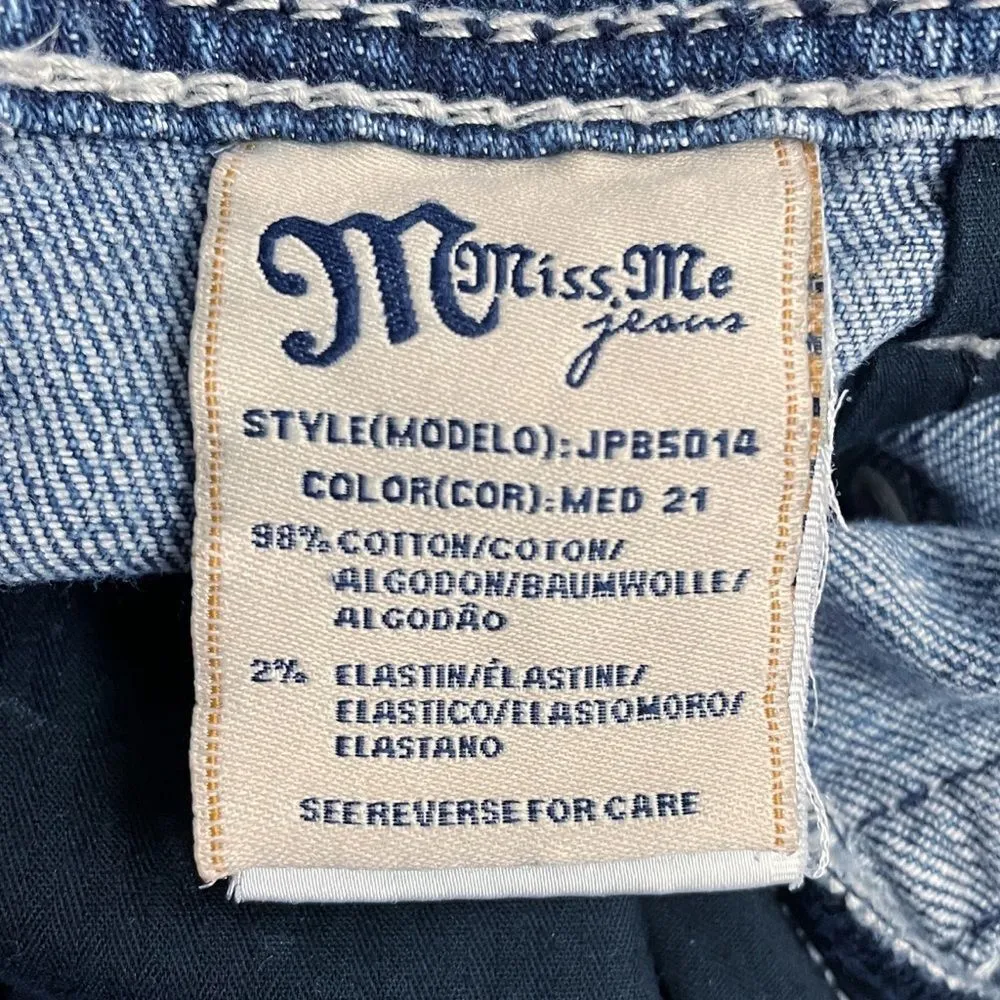 Miss Me Distressed Boyfriend Cropped Jeans Whiskered Medium Wash Women’s Size 28 - Image 11