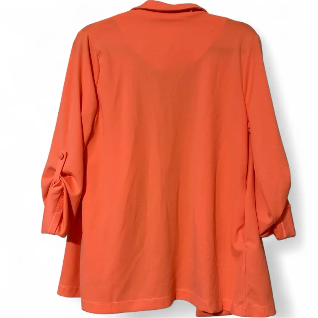 ANDREE BY UNIT size medium women’s orange blazer with pockets roll tab sleeve - Image 2