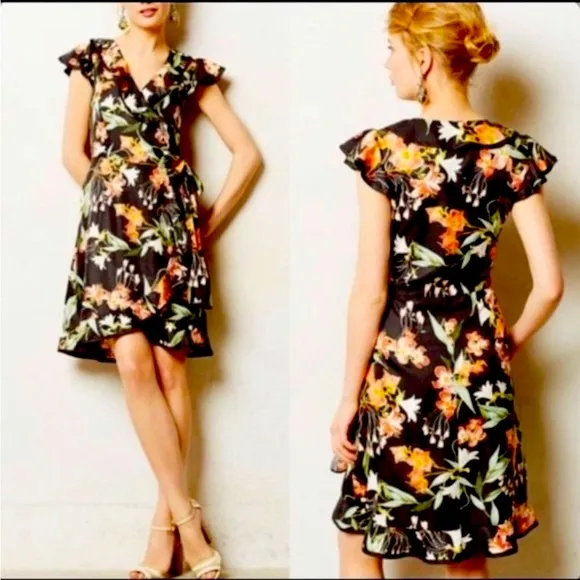 Hi There Karen Walker by Anthropologie Hibiscus Wrap Dress Women's Sz 2 - Image 2