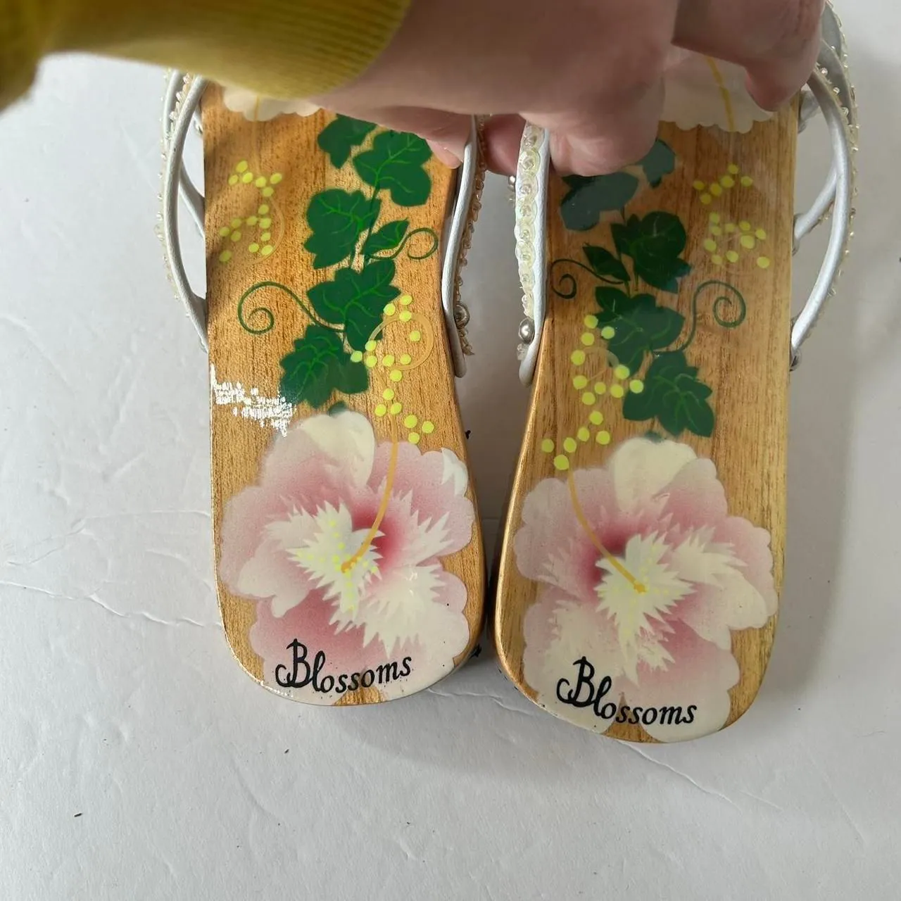 vintage Y2K 2000s retro Pink and white floral platform sandals 6 - Image 3