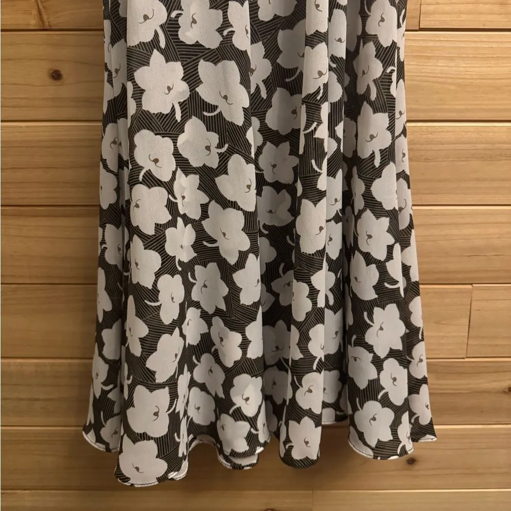 Vintage Liz Robert’s Sz Medium Floral Print Secretary School Teacher Midi Dress Black - Image 4