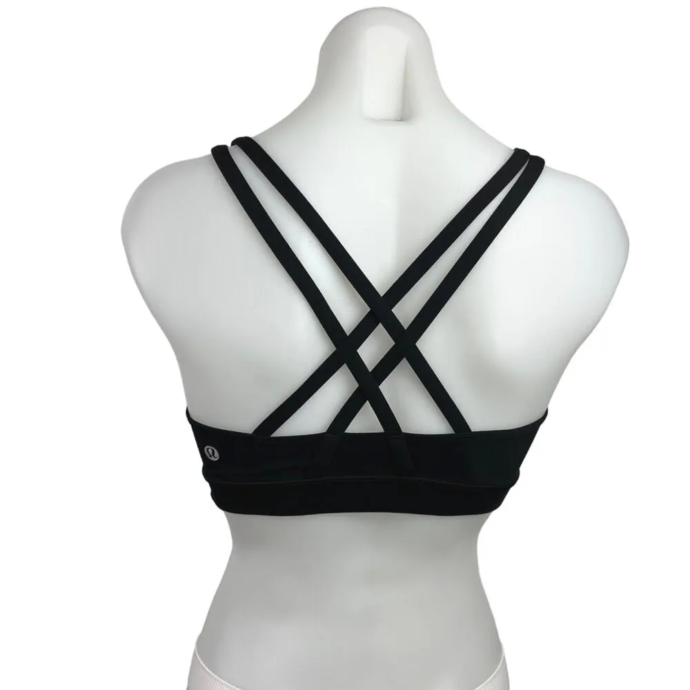 Lululemon Black Scoop Neck Criss Cross Strappy Yoga Athletic Sports Bra Size S - Image 2