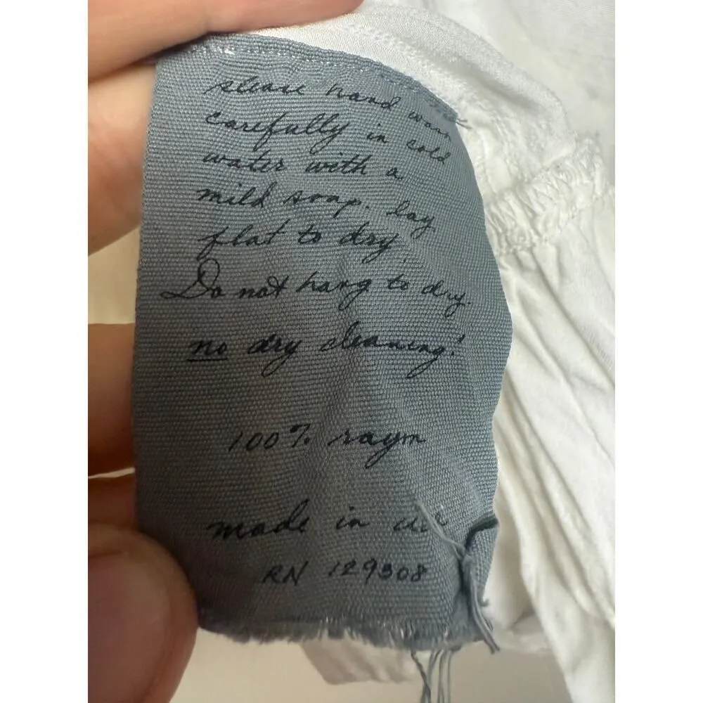 Raquel Allegra Satin Peasant Top in Ivory Pebble Sz. 1 (US S) White - Image 7