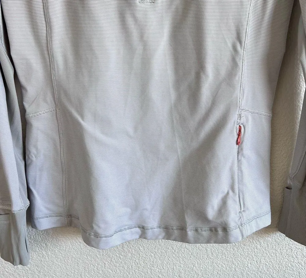 Lululemon Race With Grace 1/2 Zip II Wee Stripe White Silver Spoon - Image 3