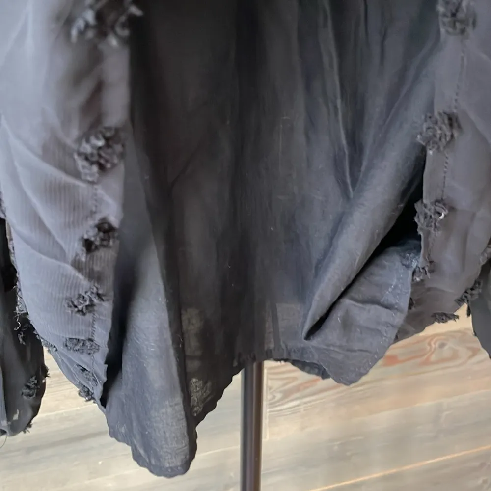 Black high neck, V dotted long sleeve blouse - Image 4