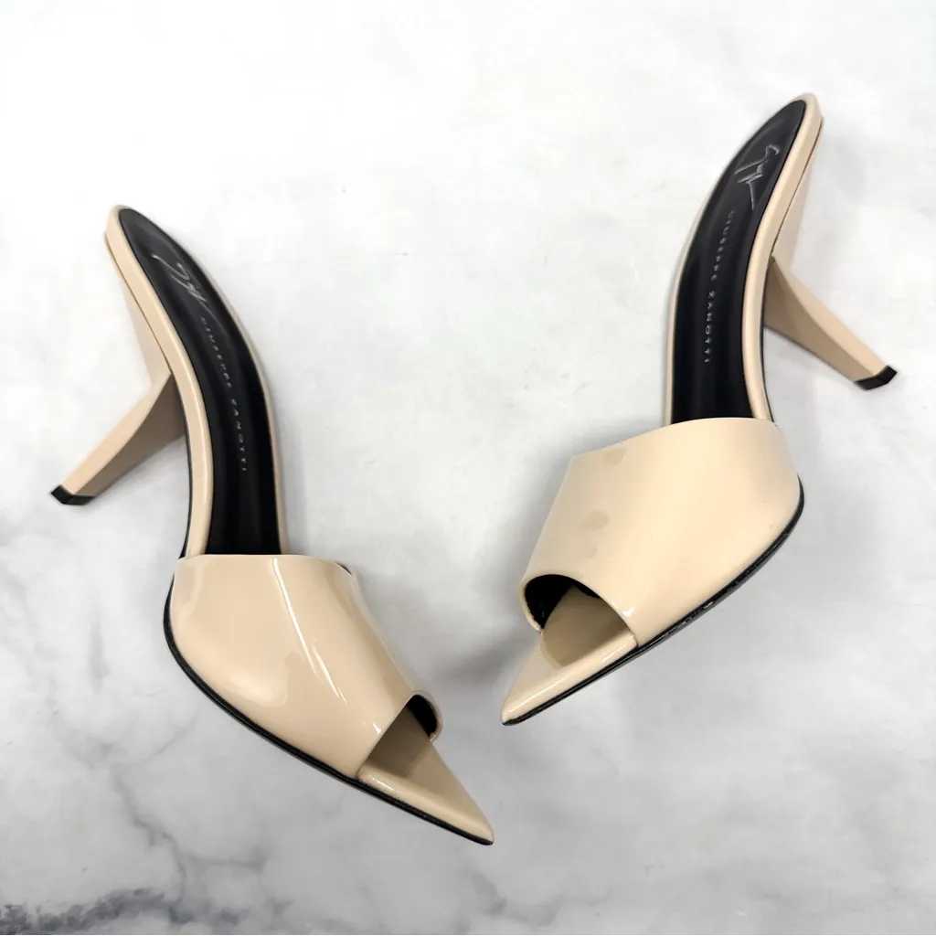 Giuseppe Zanotti Mystero Patent Leather Pointed Open Toe Slide Mule Heels 36 - Image 10