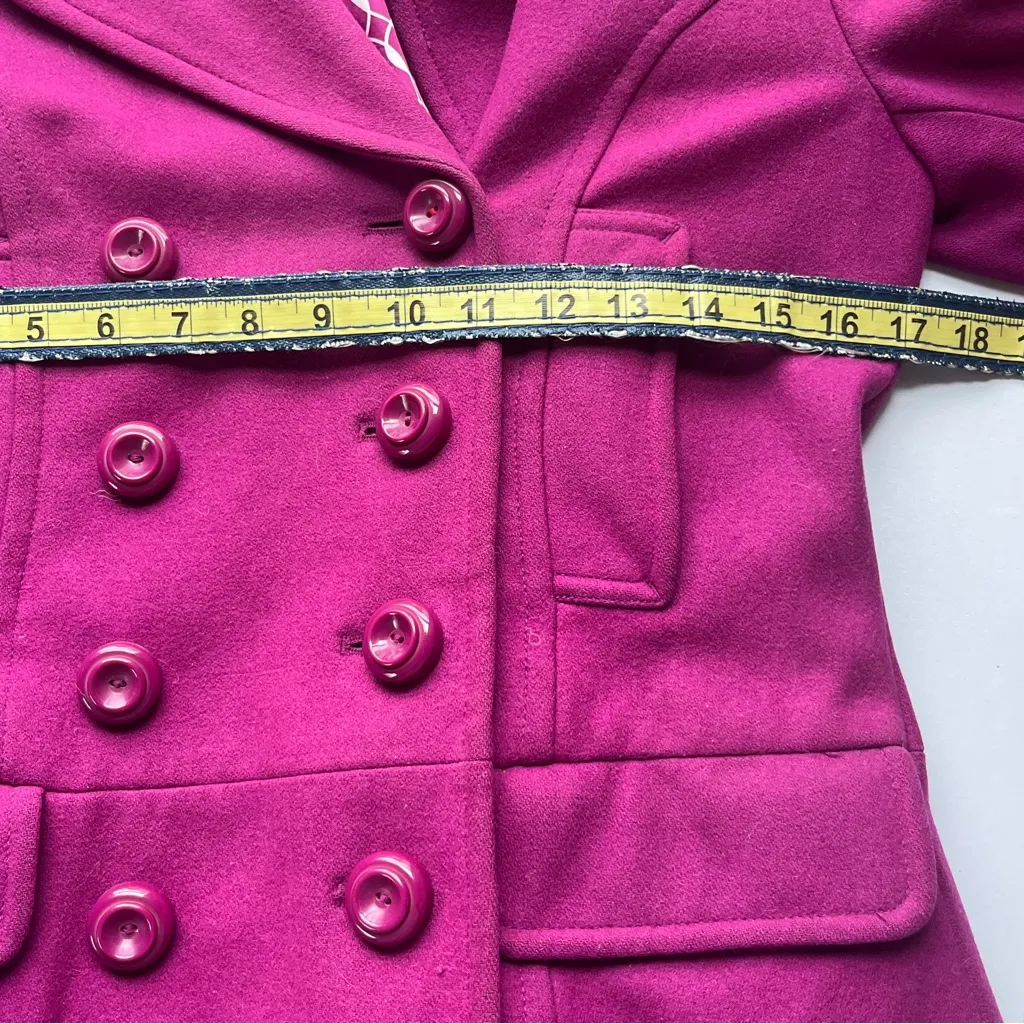 Anthropologie Tulle Women's Fuchsia Double-Breasted Pea Coat - Image 8