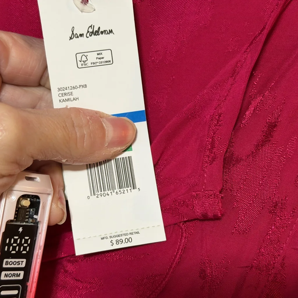 Sam Edelman Kamila long sleeve peplum Vibrant Fuschia Blouse Size XL NWT Boho - Image 10