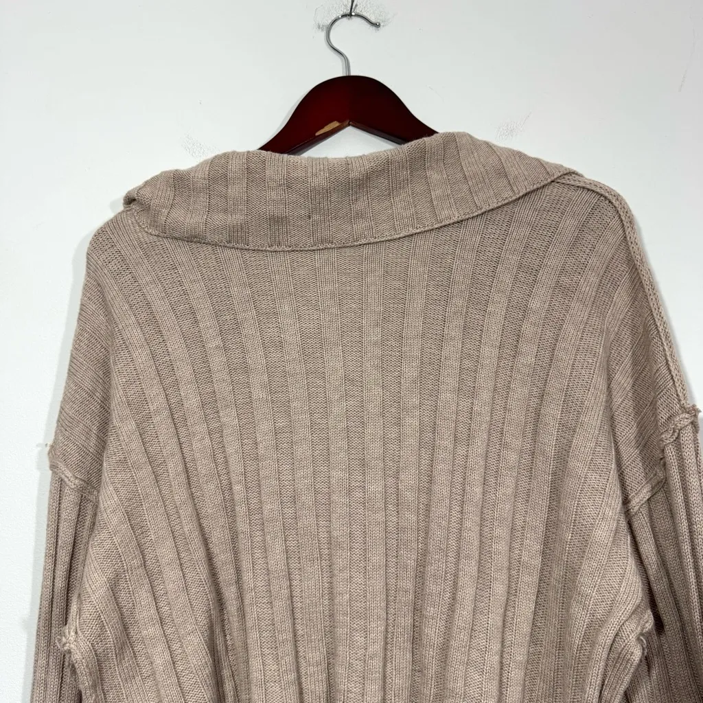Le Lis Collection Sienna Stand Collar Taupe Tan Ribbed Knit Sweater - Image 10