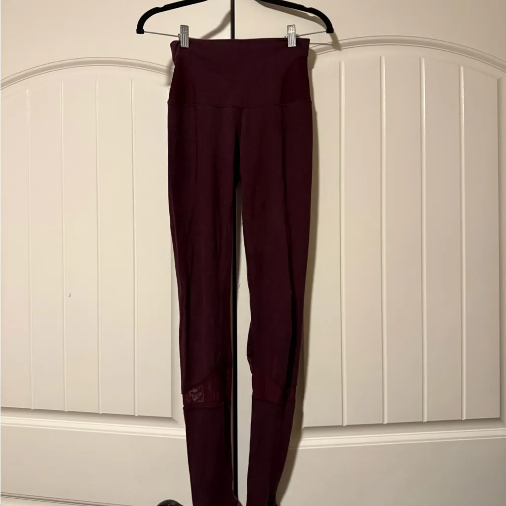 Lululemon Athletica Devi Yoga Deep Red Mesh Leggings - Image 4
