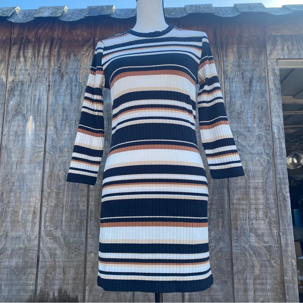 Sanctuary Rider Stripe BodyCon Ribbed Mini Dress Size Large - Image 5