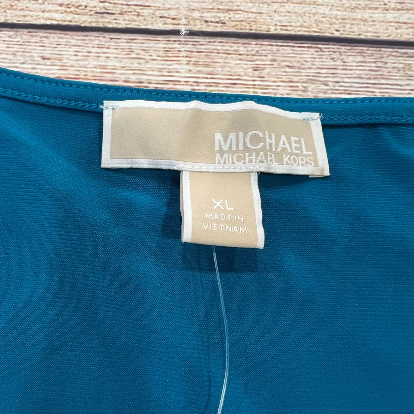 Michael Kors Deep Teal Cutout Shoulder‎ V Neck Long Sleeve Top XL NWT - Image 2