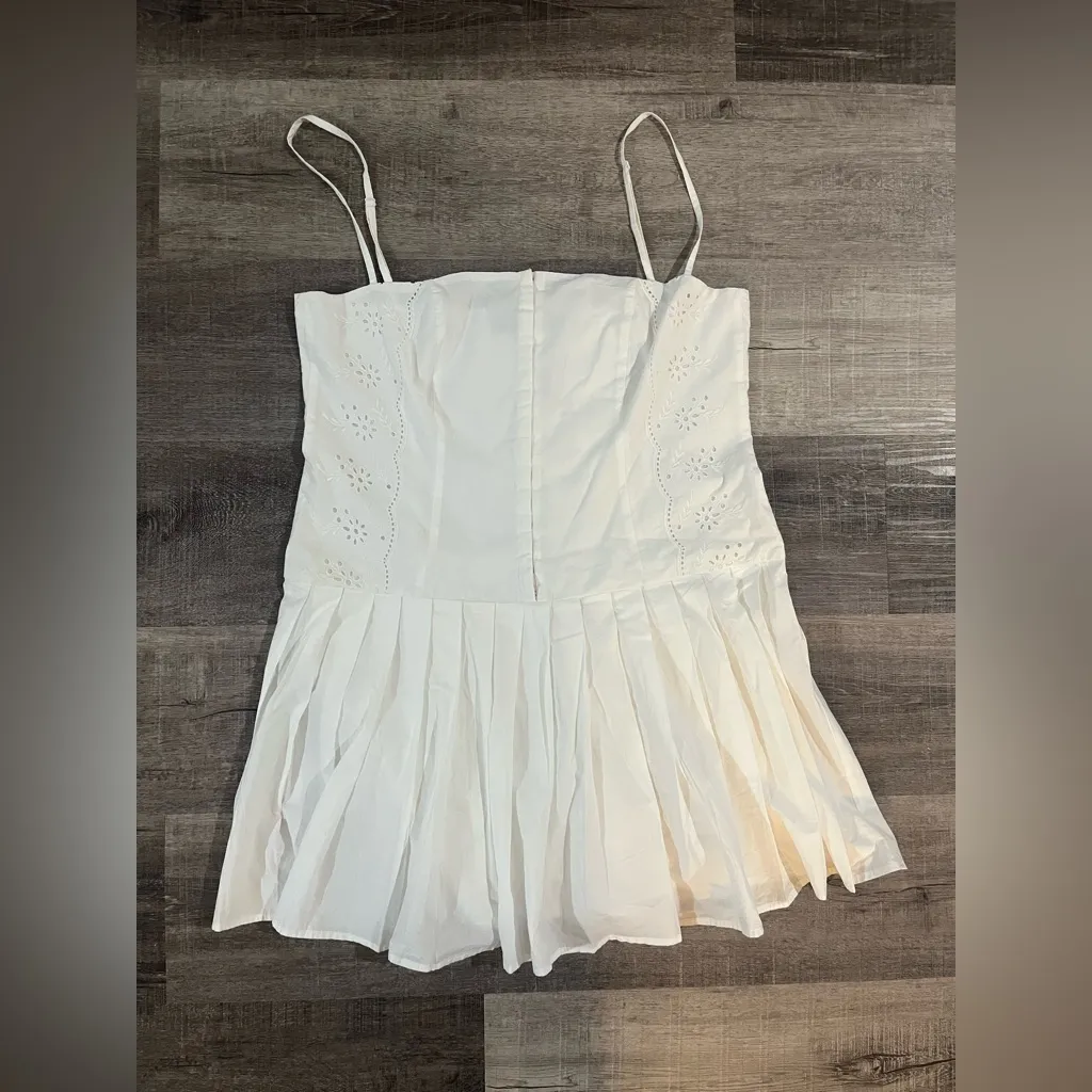 ZARA  pleated mini eyelet dress - Image 5