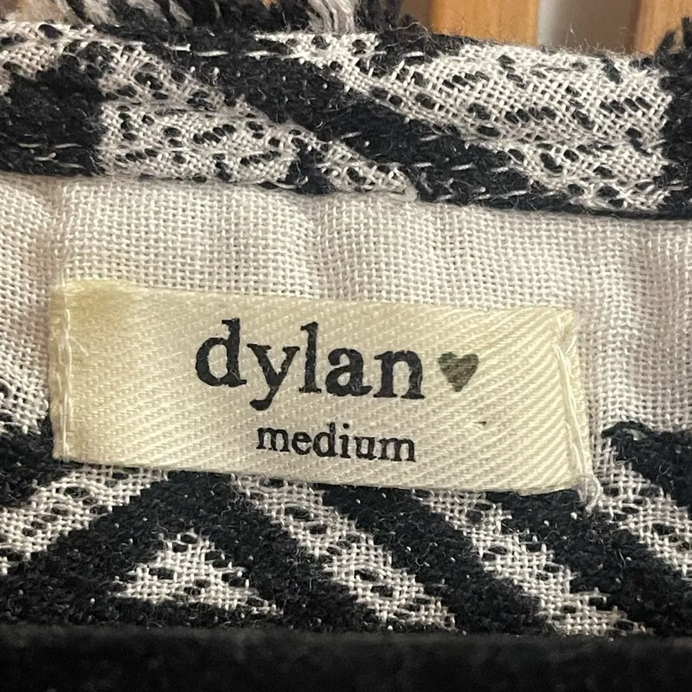 Women’s Dylan Black and White Geometric Patterned Long Sleeve Woven Top Boho M - Image 2