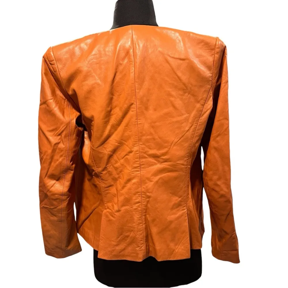 Theory Camel Tan Lamb Leather Frima Jacket Blazer size 4 - Image 4