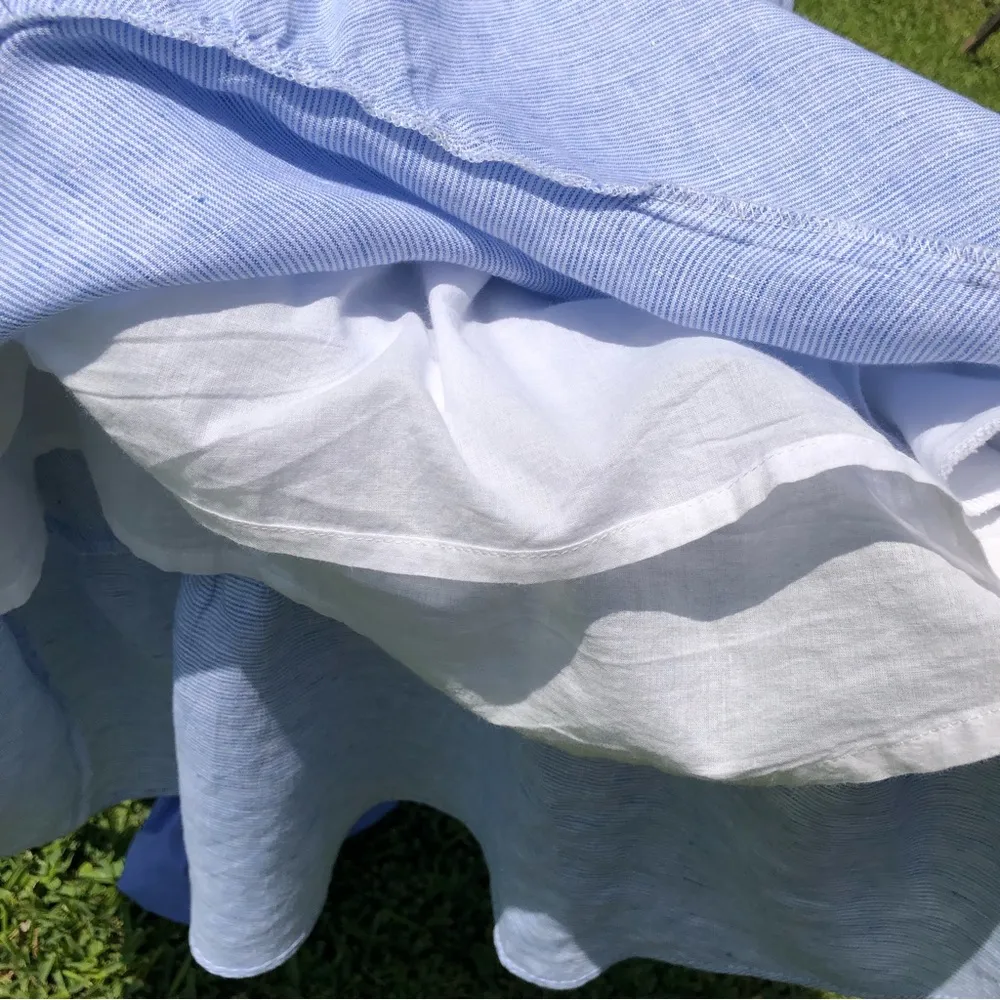 Saks fifth Ave all cotton pinstripe dress with ruffle M - Image 6