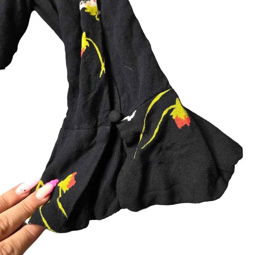 Free People Time On My Side Black Floral Wrap Dress - Image 3