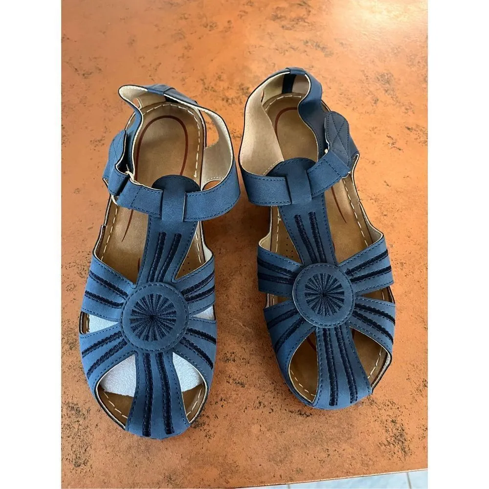 NEW Sandals Ankle Strap Comfortable Round Toe Shoes 9.5 Blue - Image 6