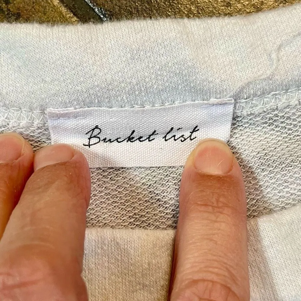 Bucket List Animal Print Leopard Print Striped Sweatshirt Medium Gray - Image 7