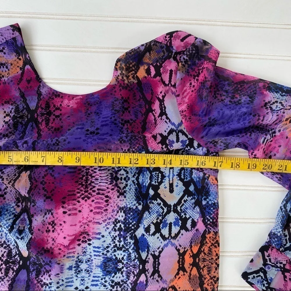 BAR III Purple Printed Long Sleeve Blouse Top XS - Image 8