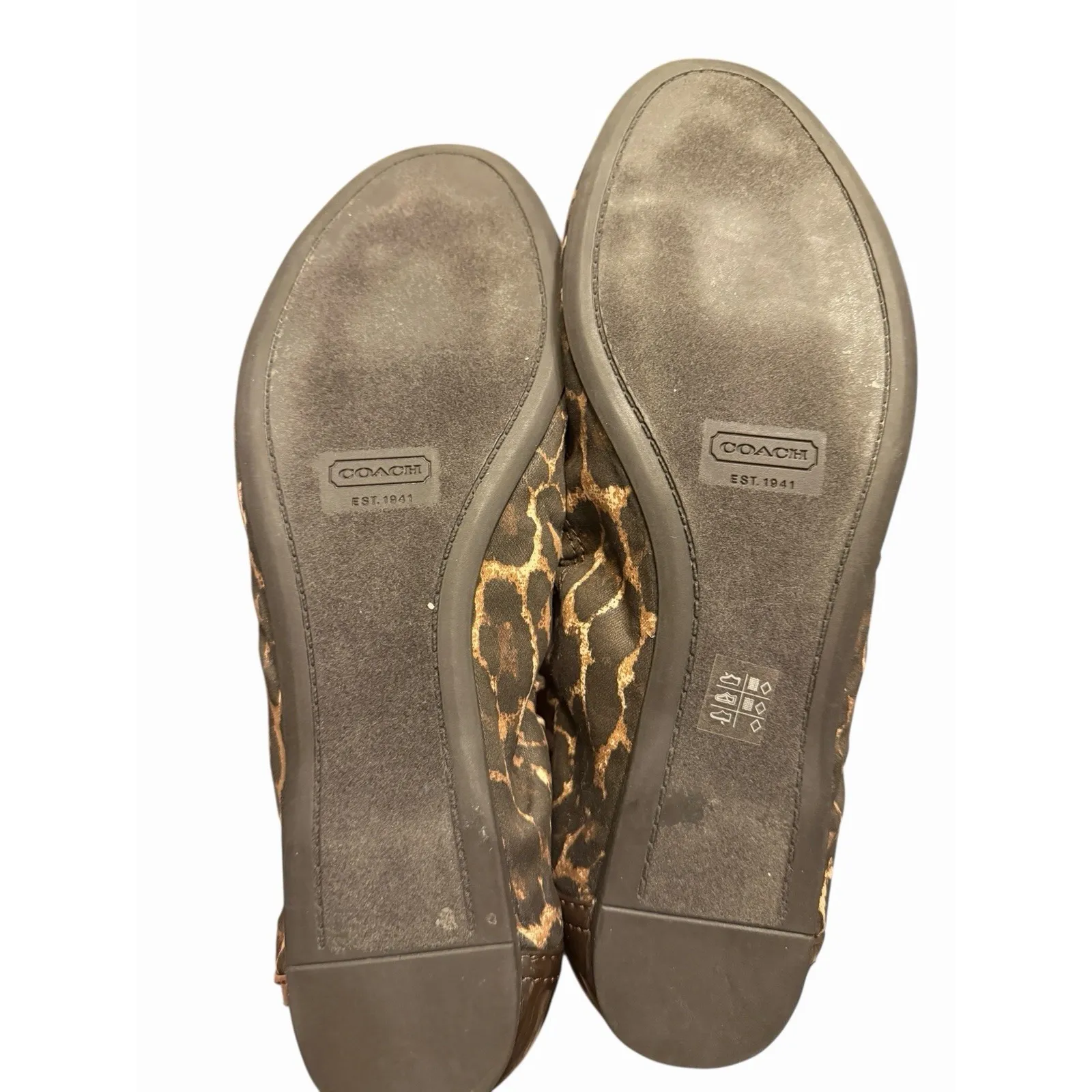 Coach Leopard Tan Callie Style Ballet Flats W Patent Leather Toes And Heal - Image 5