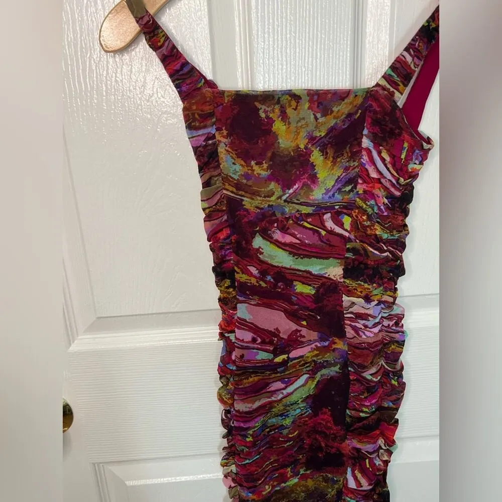 Fuzzi Jean Paul Gaultier Pink Ruched Sleeveless Bodycon Dress 2 - Image 3