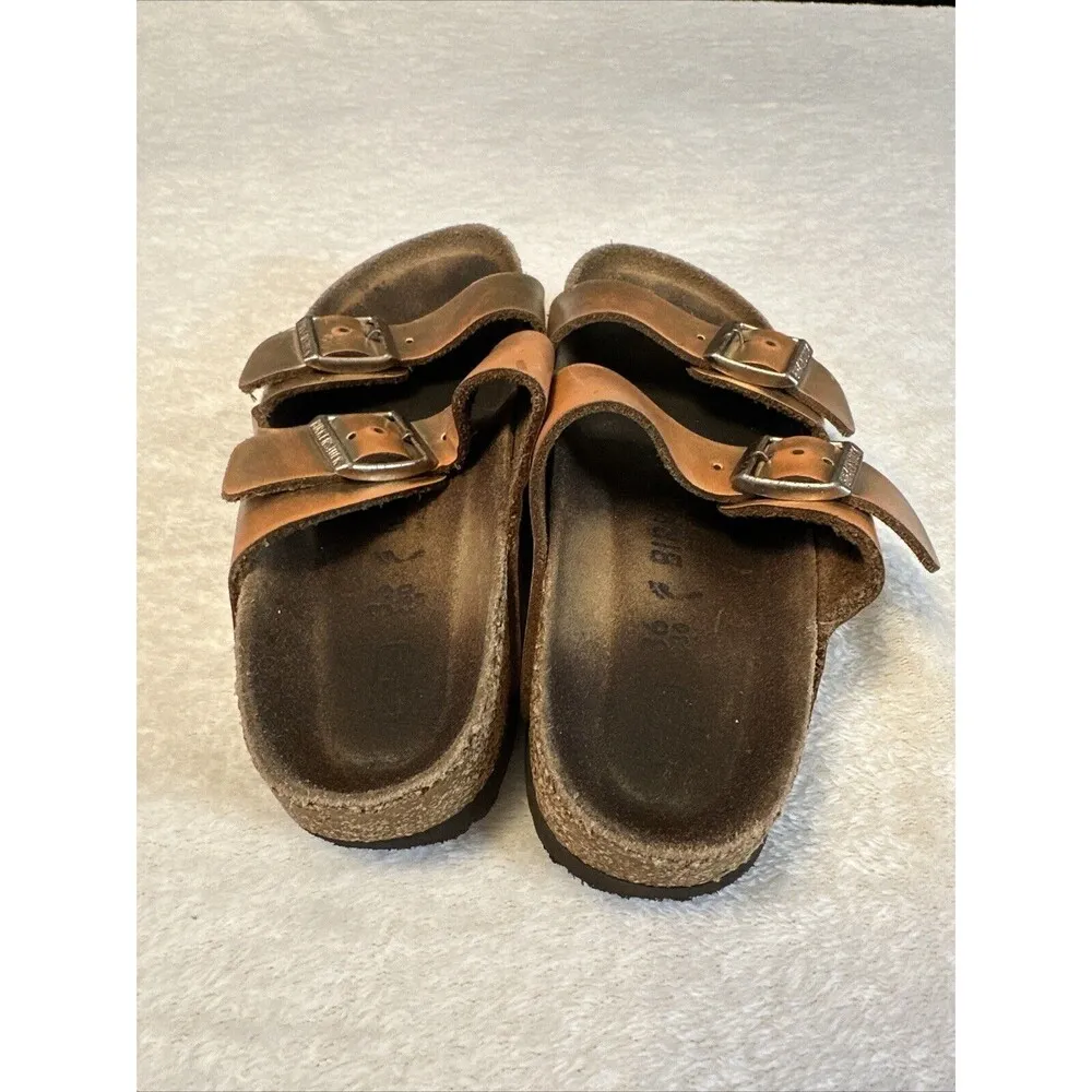 Birkenstock Arizona Sandals Gold Metallic Leather Buckle Size EU 36 US 5.5 - Image 3