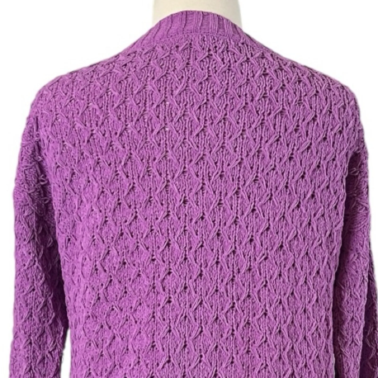 Seven7 Sweater Chenille Knit Crew Neck Wild Orchid Purple Women’s Size Large - Image 6