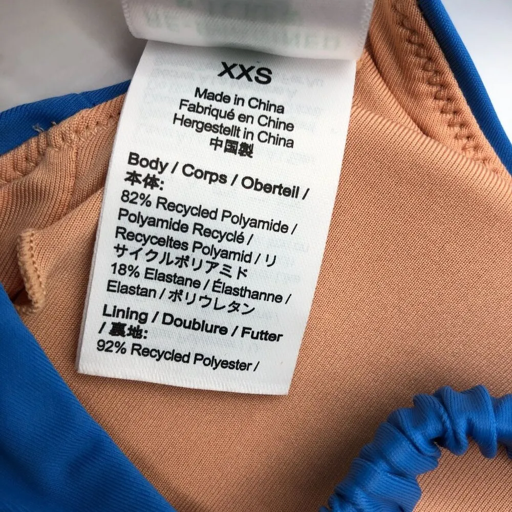 J.Crew Scrunchie-Strap Squareneck Sports Bra Style Bikini Swim Top Blue XXS - Image 4