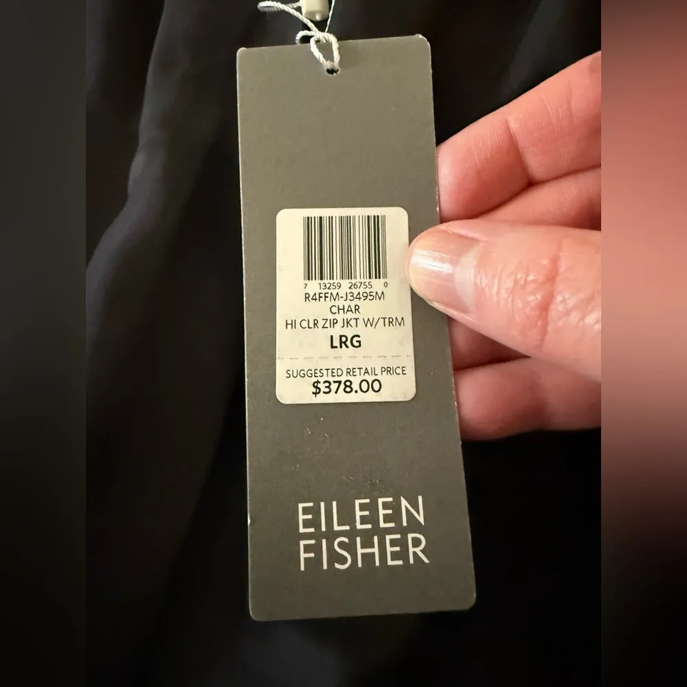 Eileen Fisher Felted Flannel Melange Zip Jacket With Trim NWT Large MSRP $378 - Image 4