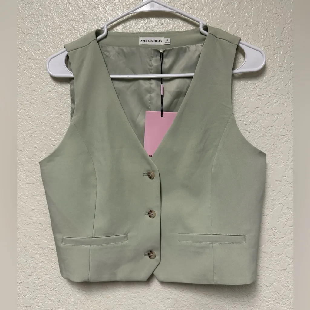 NWT Avec Les Filles Mint Green Vest - Image 2
