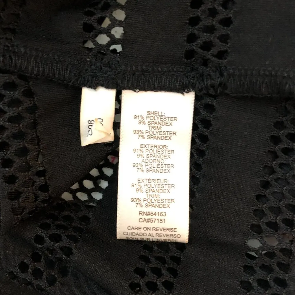 Calvin Klein Swimwear Crochet Striped Hooded Tunic Swim Cover-Up Black M - Image 6