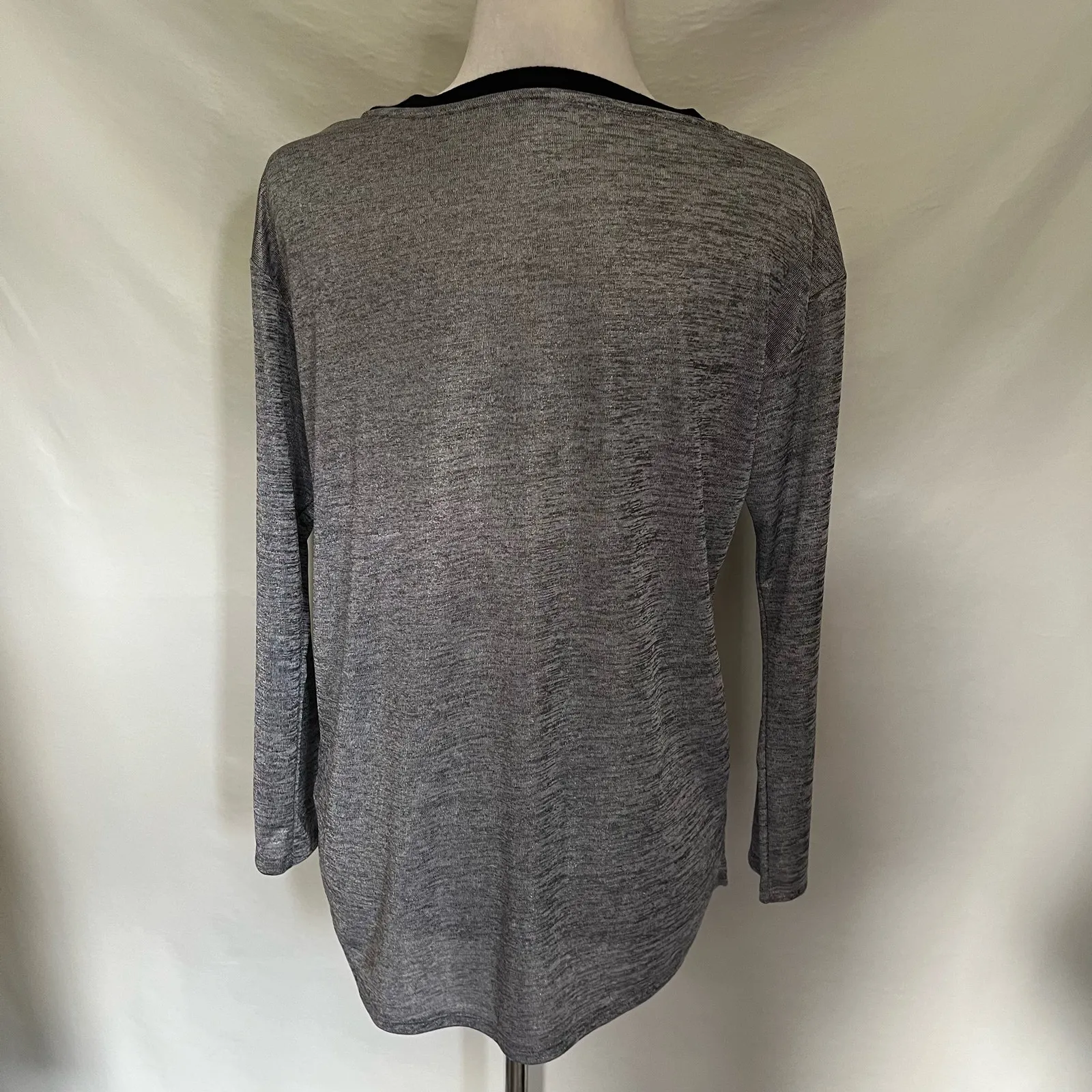 Calvin Klein Shimmer VNeck Womens Top Sz S Colorblock Mesh Soft Grunge Corporate - Image 7