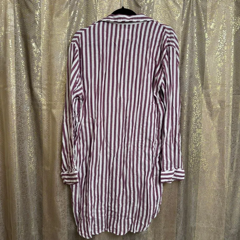 Rails Acadia Striped Sleep Shirt Raspberry Red Soft Button-Down Medium - Image 2