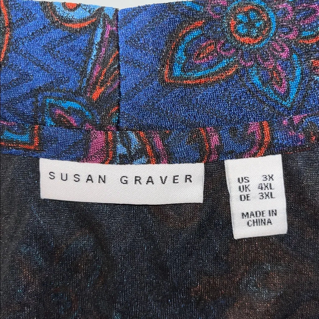 Susan Graver Size 3X Blue - Paisley Print Open Front Duster Cardigan Jacket - Image 5