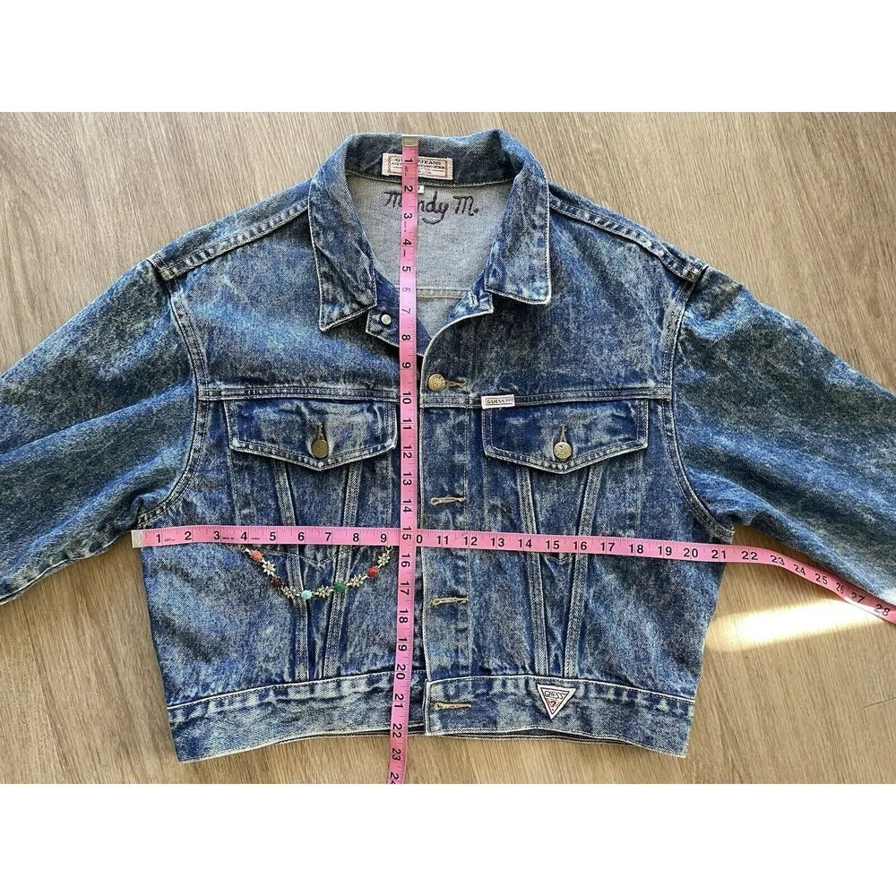 Vintage Guess Ageorges Margano Cropped Denim Jacket USA Y2k 90’s Women’s Medium - Image 8