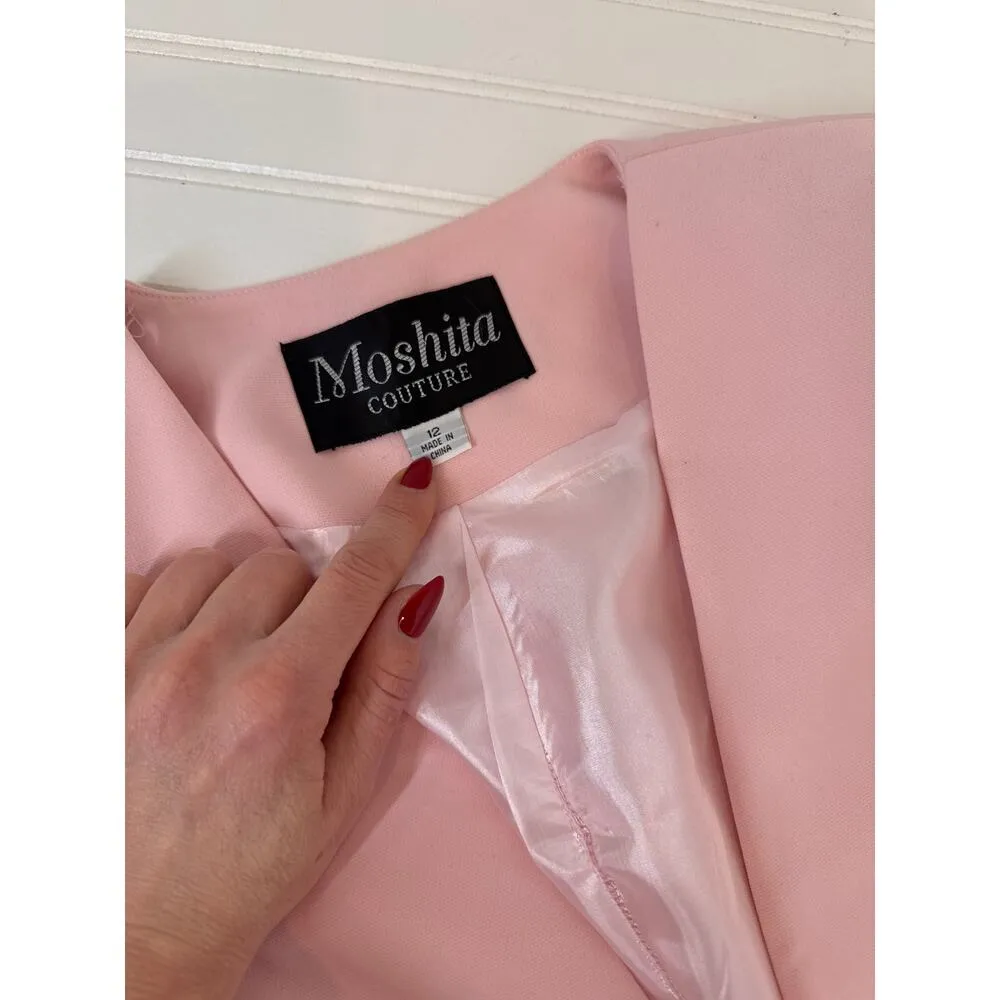 Vintage Moshita Couture Pink Embroidered Shell Tank & Blazer Set Cute Size 12 - Image 4