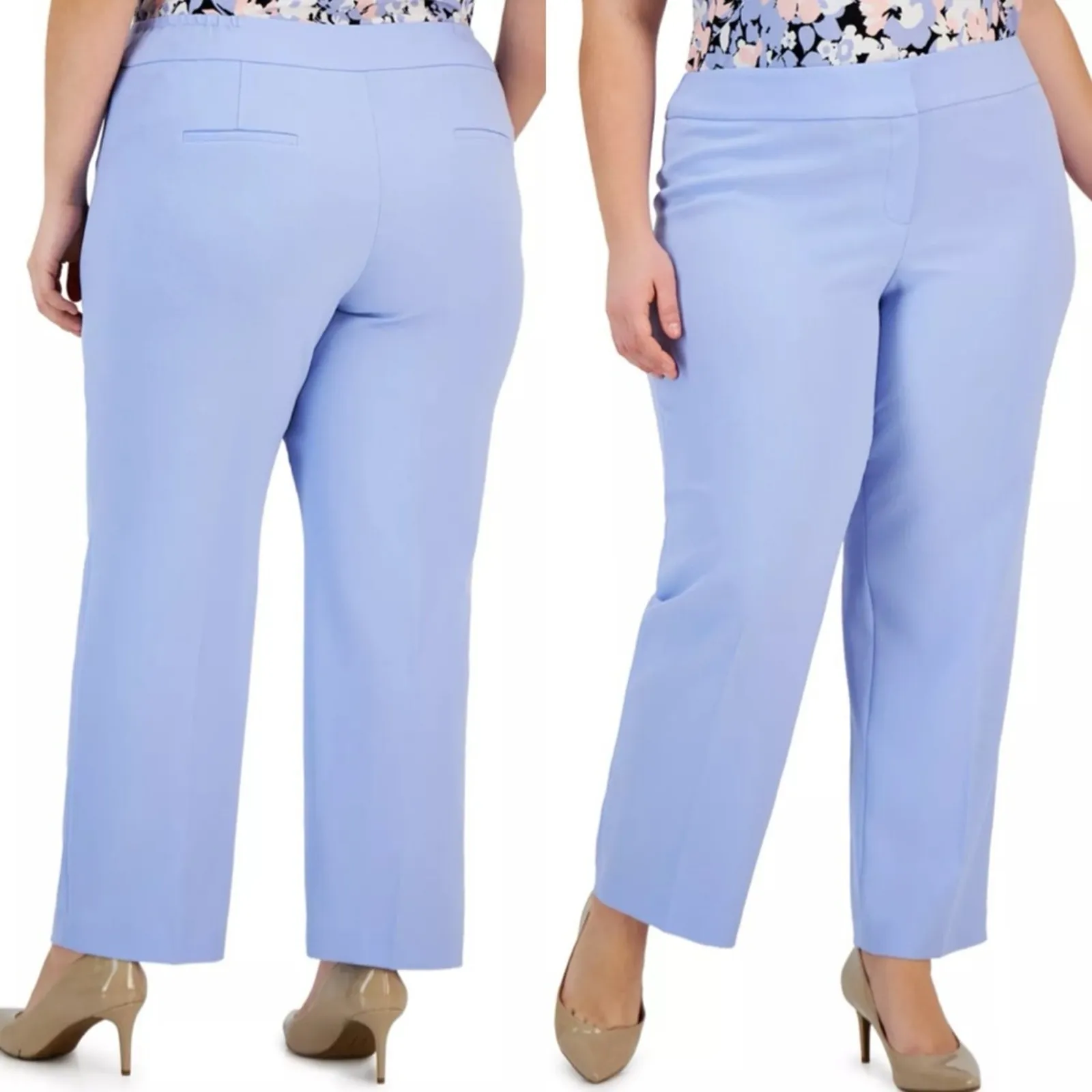 Kasper New Dress Pants Straight Leg Flat Front Sky Blue Women’s Plus Size 22W - Image 12