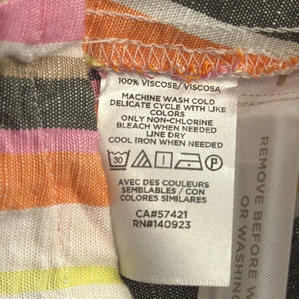 LOFT Yellow Pink Sleeveless V-Neck Sundress 14 Button Front Casual Dress - Image 5