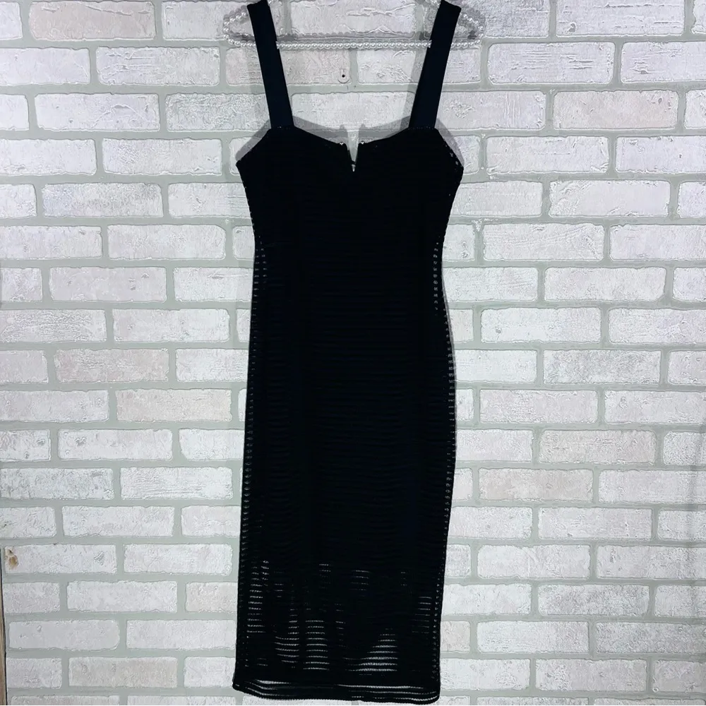Good American Black Sheer Mesh Midi Dress Size 2 - Image 5