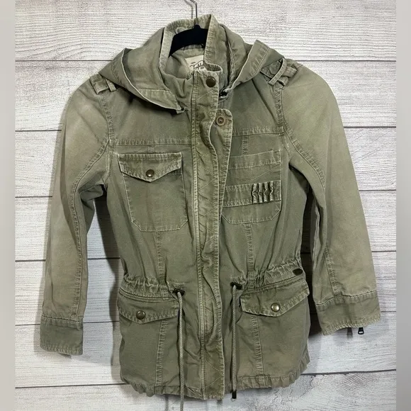 Zara Trafaluc Full‎ Zip Light jacket - Moss Green Size XS Pockets - Image 2
