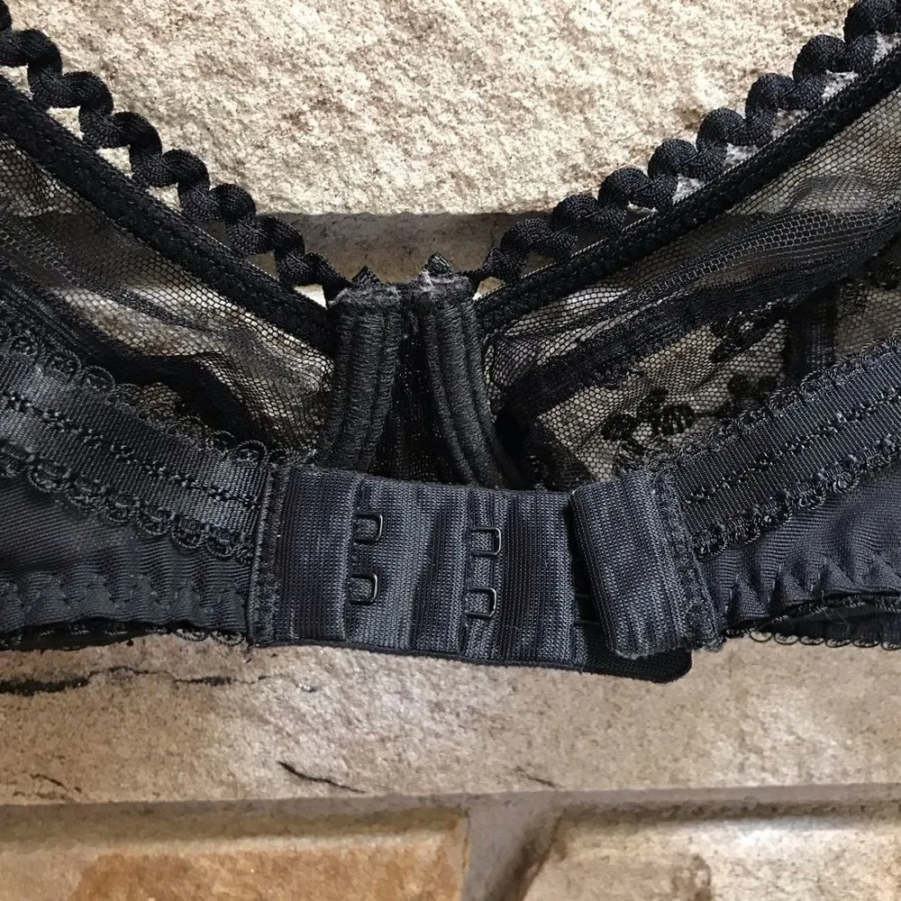 Freya Unchained Plunge Bra Black Lace Mesh Bra Floral Rhinestone Stud 30DD 30E Size undefined - Image 8