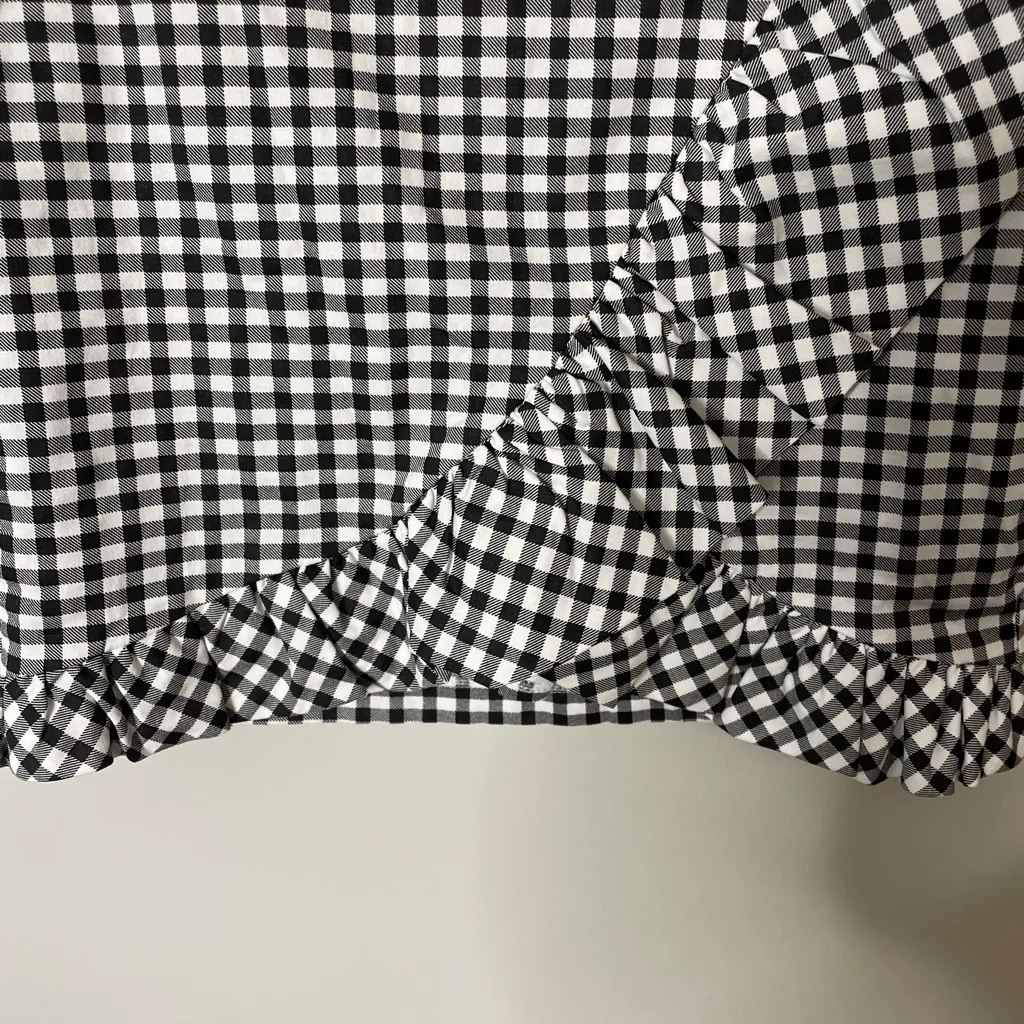 Alpha Omega Skort Black White Gingham Ruffle Mini Medium New with Tags - Image 5