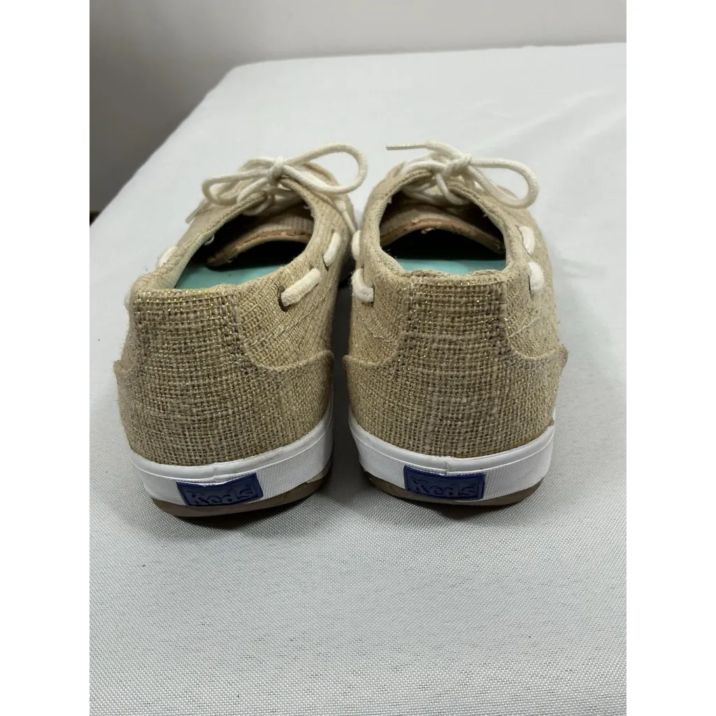 Womans Keds Sport Laceup Slipon Deck Shoes Size 7 Gold Metallic - Image 4