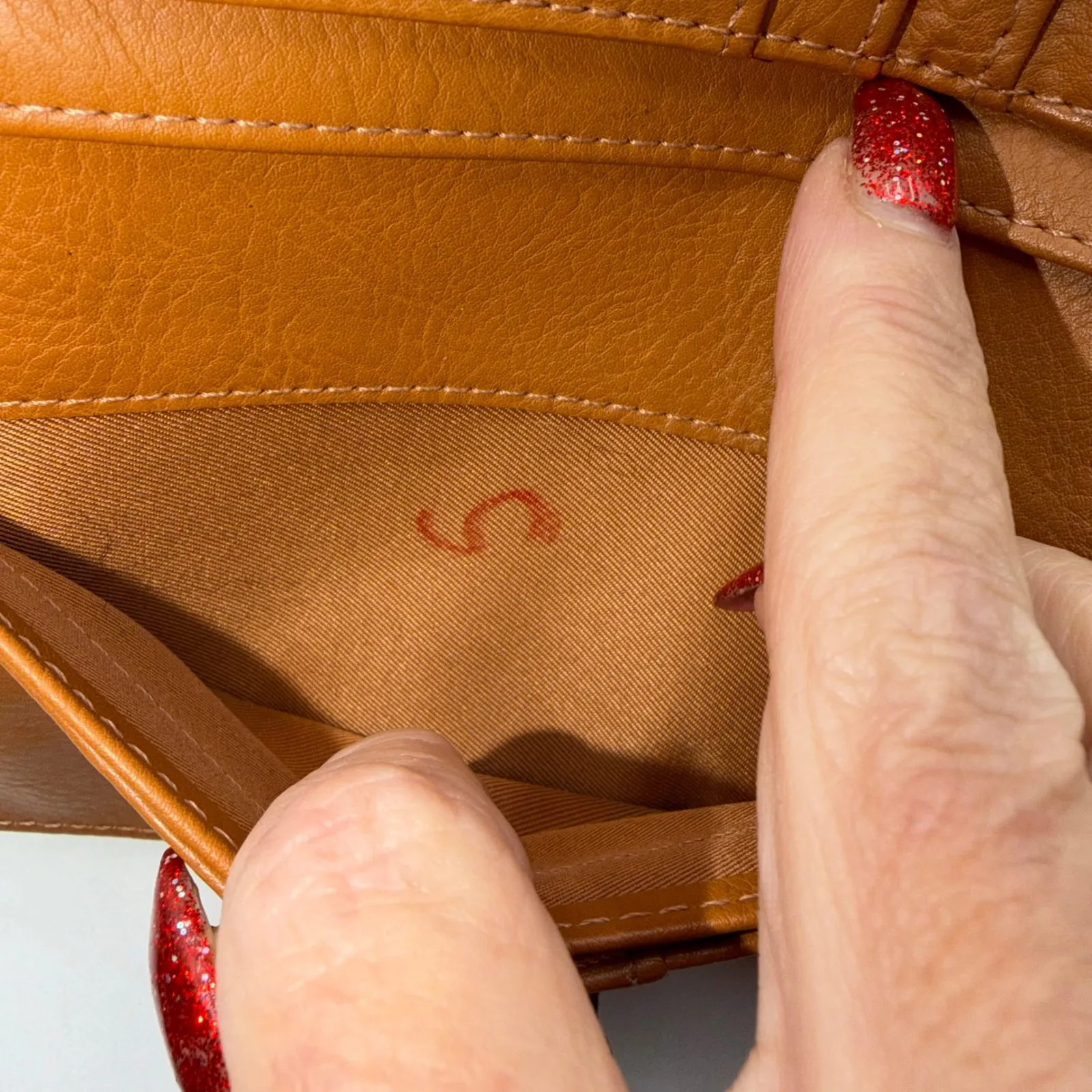 Fossil Striped Canvas Leather Trim Wallet Tan Black Snap Closure - Image 7